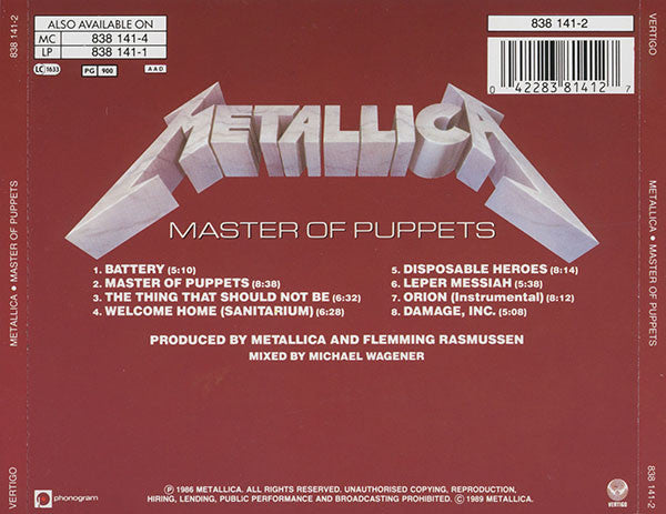 Metallica : Master Of Puppets (CD, Album, RE, PRS)