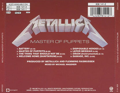 Metallica : Master Of Puppets (CD, Album, RE, PRS)