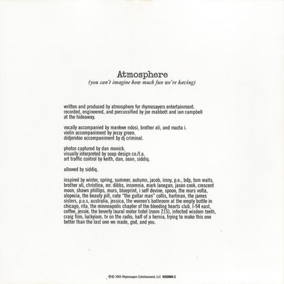 Atmosphere (2) : You Can't Imagine How Much Fun We're Having (CD, Album)