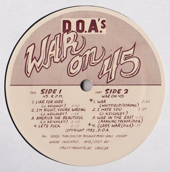 D.O.A. (2) : War On 45 (12")