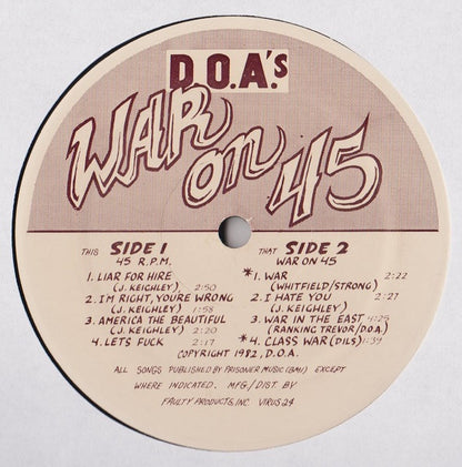 D.O.A. (2) : War On 45 (12")