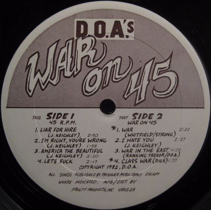D.O.A. (2) : War On 45 (12")