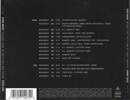 John Cale : Eat/Kiss Music For The Films Of Andy Warhol (HDCD, Album)