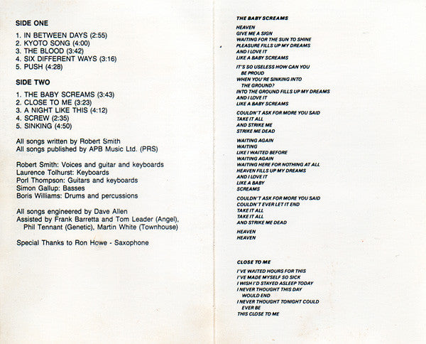 The Cure : The Head On The Door (Cass, Album, Whi)