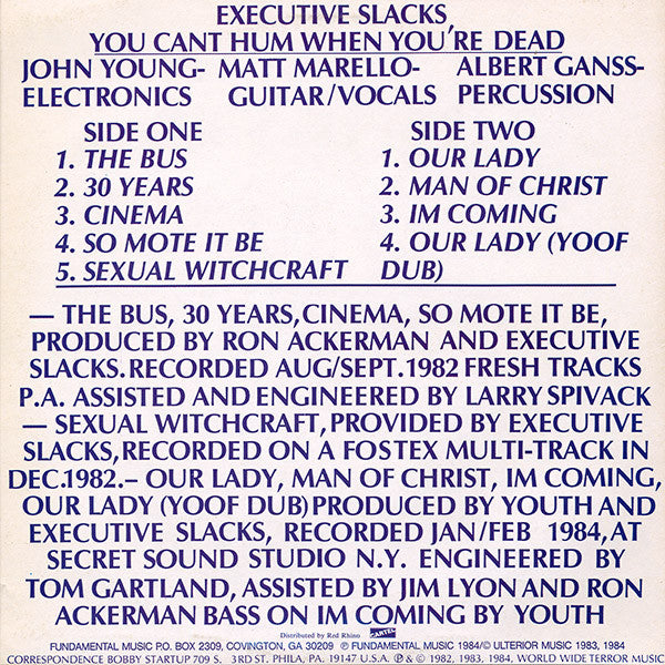 Executive Slacks : You Can't Hum When You're Dead (LP, Comp)