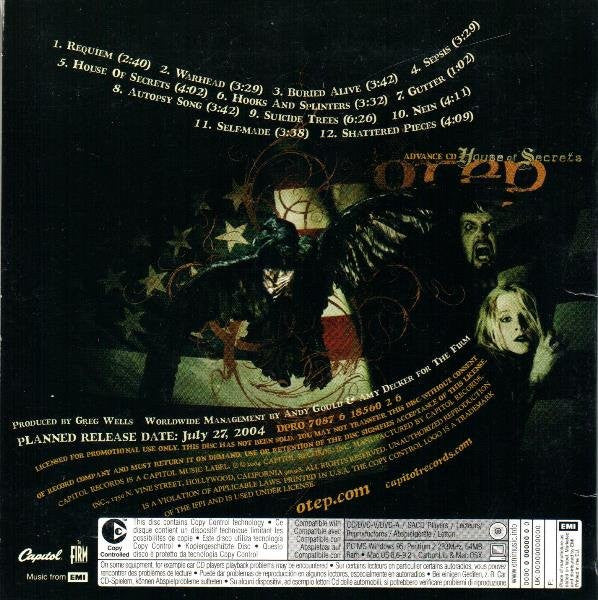 Otep : House Of Secrets (CD, Advance, Album, Enh, Promo)