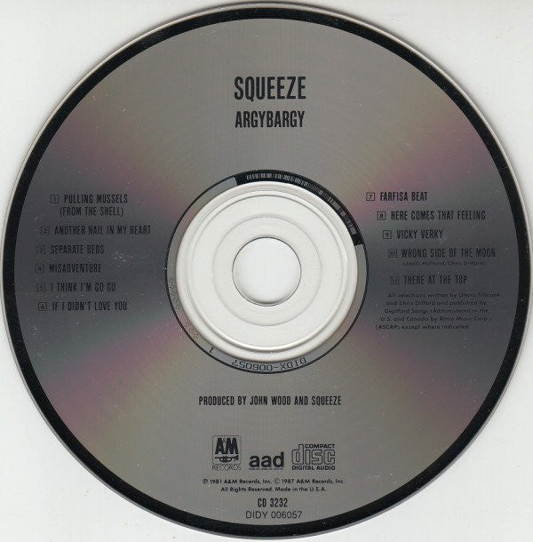 Squeeze (2) : Argybargy (CD, Album, Club, RE, CRC)