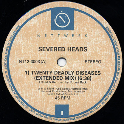 Severed Heads : Twenty Deadly Diseases (12")