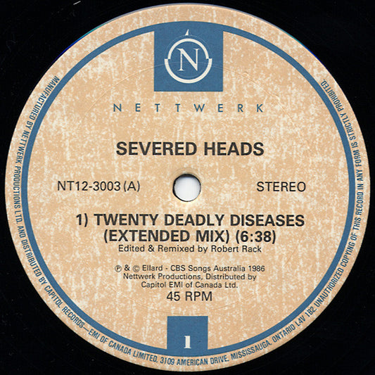 Severed Heads : Twenty Deadly Diseases (12")