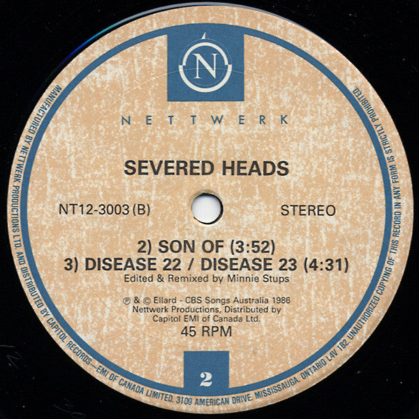 Severed Heads : Twenty Deadly Diseases (12")
