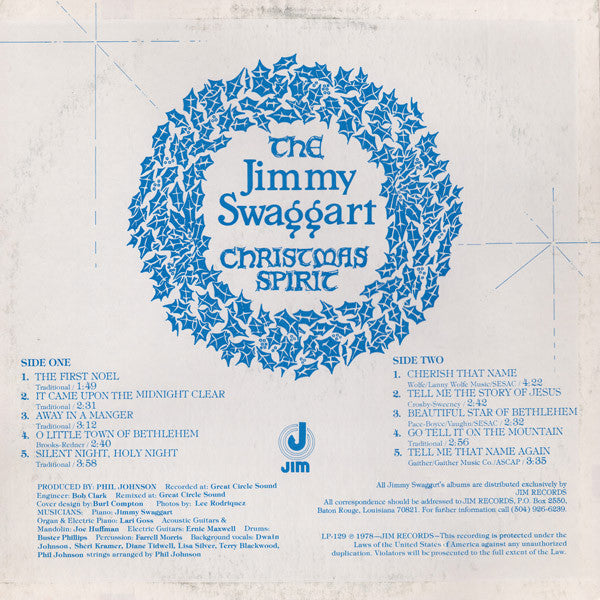Jimmy Swaggart : The Jimmy Swaggart Christmas Spirit (LP, Album)