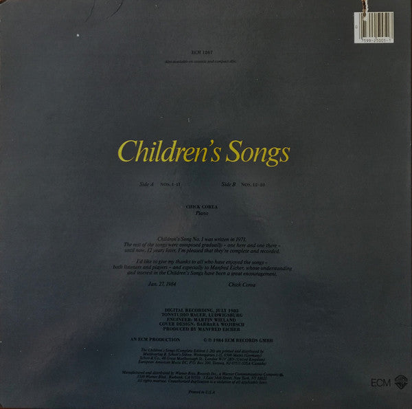 Chick Corea : Children's Songs (LP, Album, Wak)