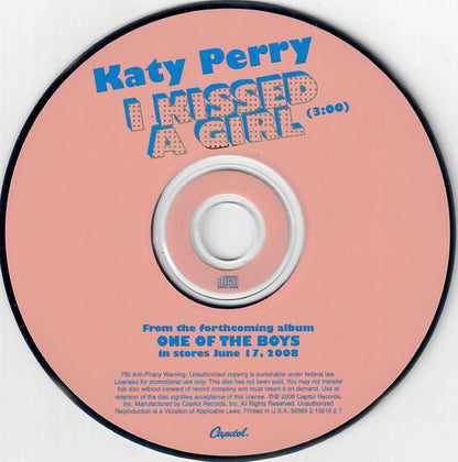 Katy Perry : I Kissed A Girl (CD, Single, Promo)