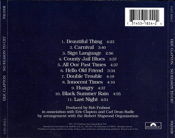Eric Clapton : No Reason To Cry (CD, Album, RE, RM, UML)