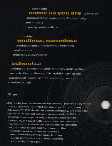 Nirvana : Come As You Are (12", Ltd, Pic)