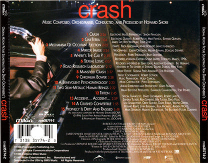 Howard Shore : David Cronenberg's Crash - Original Motion Picture Soundtrack (CD, Album, RP)