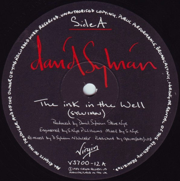 David Sylvian : The Ink In The Well (12", Single, Ltd)