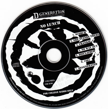 D Generation : No Lunch (CD, Promo, Smplr)