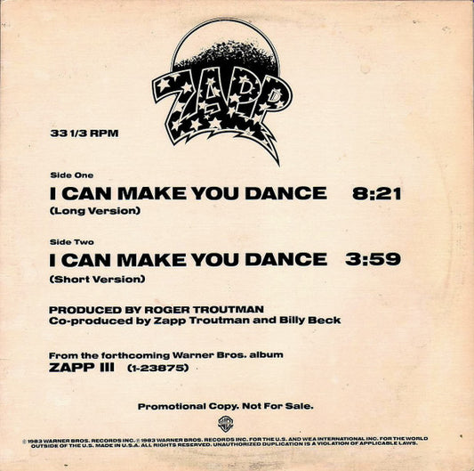 Zapp : I Can Make You Dance (12", Promo)
