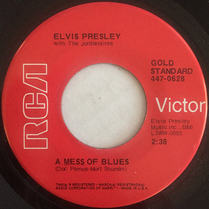 Elvis Presley With The Jordanaires : It's Now Or Never / A Mess Of Blues (7", Single, RE)