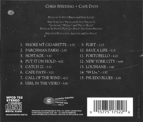 Chris Spedding : Cafe Days (CD, Album, RE, RM, 4 B)