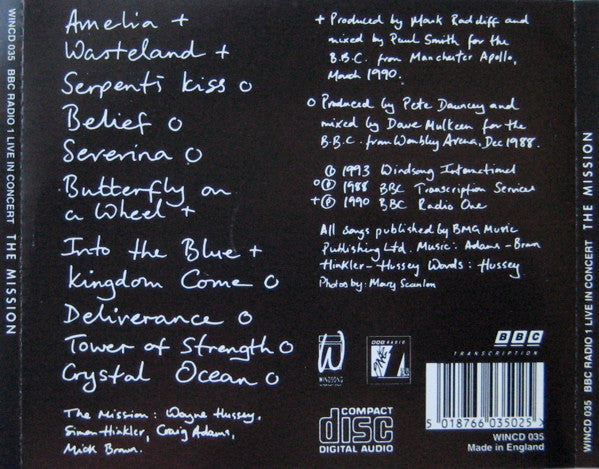 The Mission : BBC Radio 1 Live In Concert ("No Snow, No Show" For The Eskimo) (CD, Album)