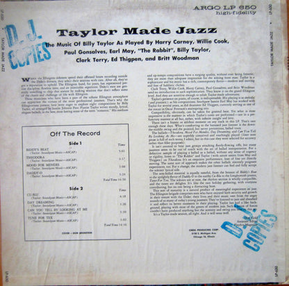 Billy Taylor : Taylor Made Jazz (LP, Album, Mono, Promo, Mul)