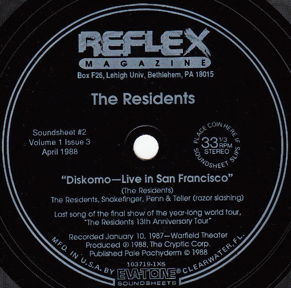 The Residents : Diskomo - Live In San Francisco (Flexi, 6", Shape, S/Sided)