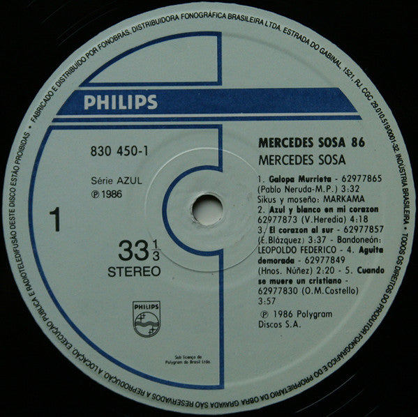 Mercedes Sosa : Mercedes Sosa '86 (LP)