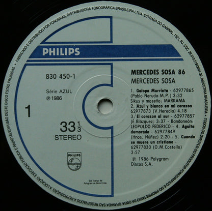 Mercedes Sosa : Mercedes Sosa '86 (LP)