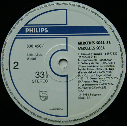 Mercedes Sosa : Mercedes Sosa '86 (LP)