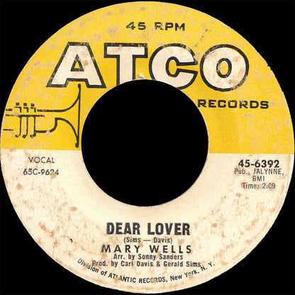 Mary Wells : Dear Lover / Can't You See (You're Losing Me) (7", Single, Styrene)