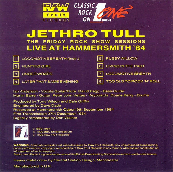 Buy Jethro Tull : Live At Hammersmith '84 (The Friday Rock