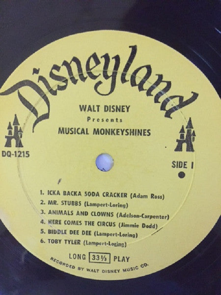 Unknown Artist : Walt Disney's Musical Monkeyshines (LP, Album, Mono)