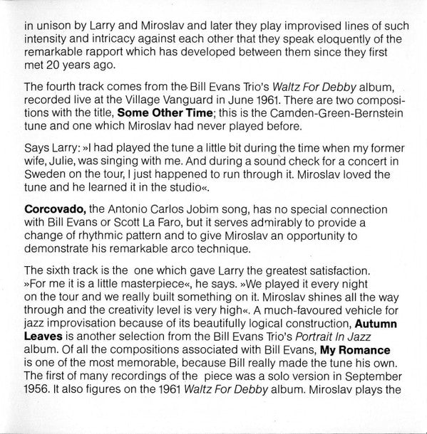 Larry Coryell, Miroslav Vitous : Quartet - Dedicated To Bill Evans And Scott La Faro (CD, Album)