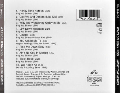 Waylon Jennings : Honky Tonk Heroes (CD, Album, RE)