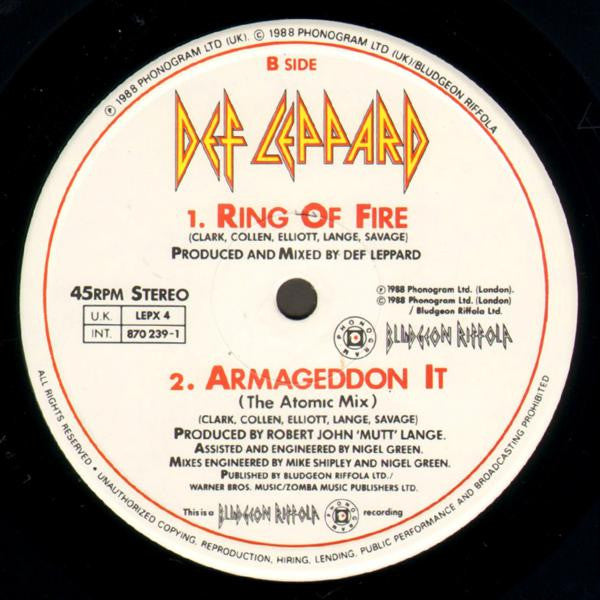 Def Leppard : Armageddon It (The Nuclear Mix) (12", Single)