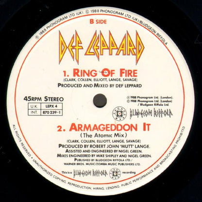 Def Leppard : Armageddon It (The Nuclear Mix) (12", Single)