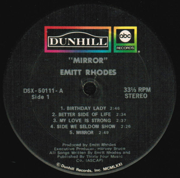 Emitt Rhodes : Mirror (LP, Album, Tru)