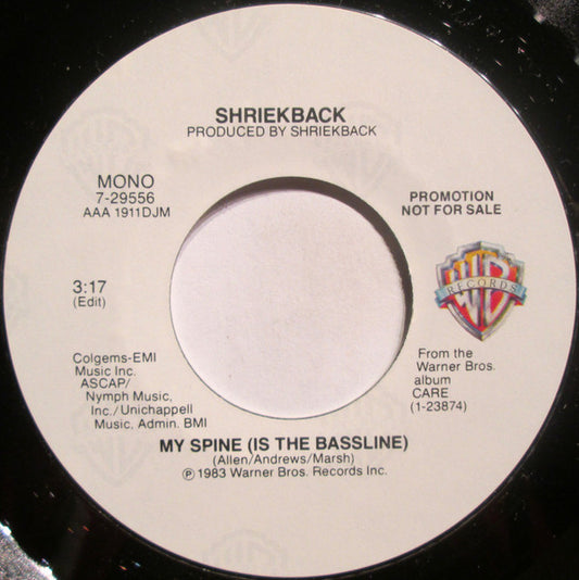 Shriekback : My Spine (Is The Bassline) (7", Mono, Promo)