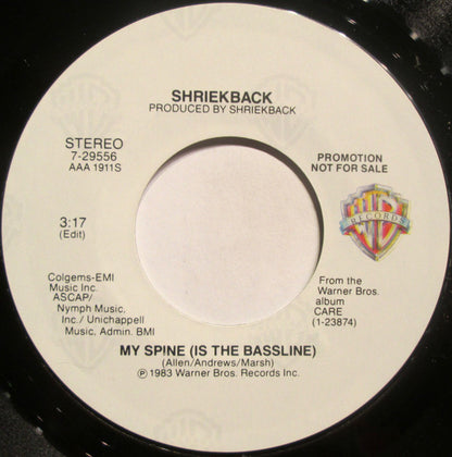 Shriekback : My Spine (Is The Bassline) (7", Mono, Promo)