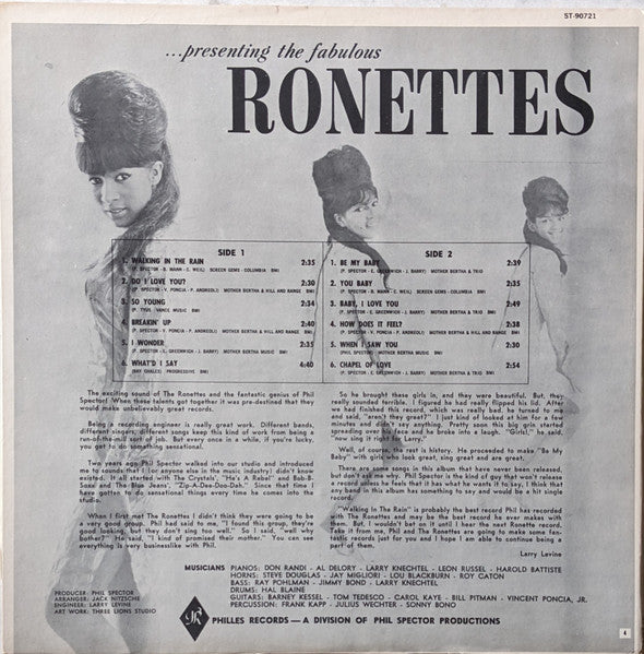 The Ronettes : ...Presenting The Fabulous Ronettes Featuring Veronica (LP, Album, Club, M/Print)