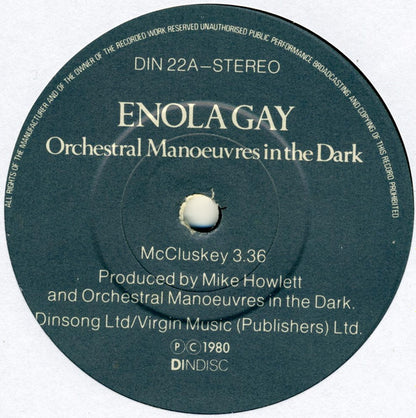Orchestral Manoeuvres In The Dark : Enola Gay (7", Single, Bla)