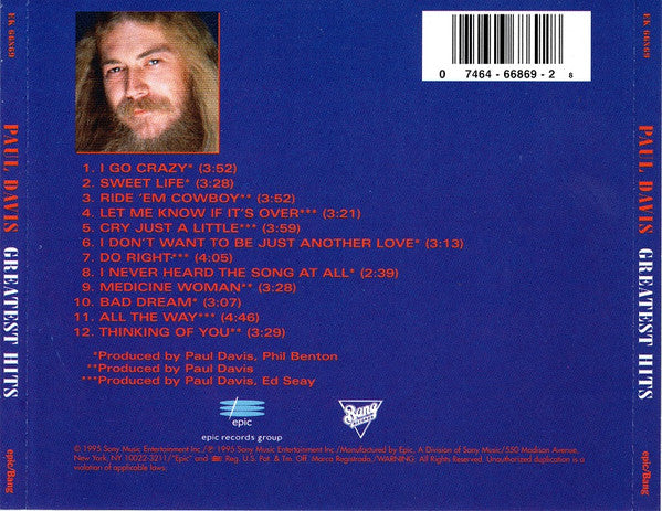Paul Davis (3) : Greatest Hits  (CD, Comp)