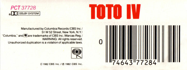 Toto : Toto IV (Cass, Album, Bei)