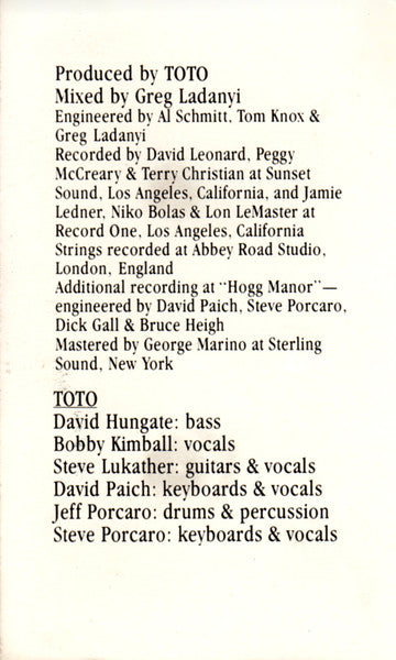 Toto : Toto IV (Cass, Album, Bei)