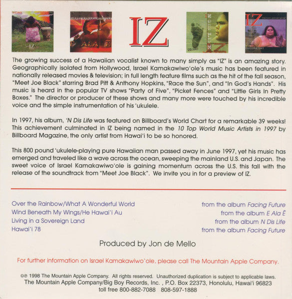 Israel Kamakawiwo'ole : IZ (CD, EP, Comp, Promo)