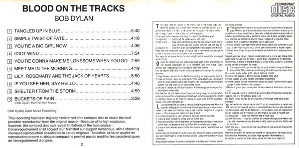 Bob Dylan : Blood On The Tracks (CD, Album, RE)