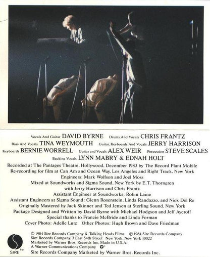 Talking Heads : Stop Making Sense (Cass, Album, SR,)