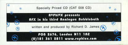 AFX* : AFX In His Third Analogue Bubblebath (CD, Album, RE, RP, Sli)